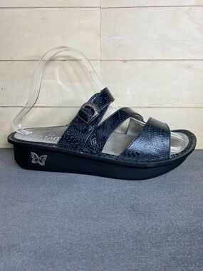 Alegria Colette Sandals Black Leather Women's Size 7 Shoes EU37